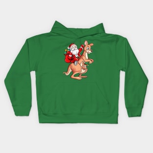 Santa Riding Kangaroo Australian Christmas Kids Hoodie